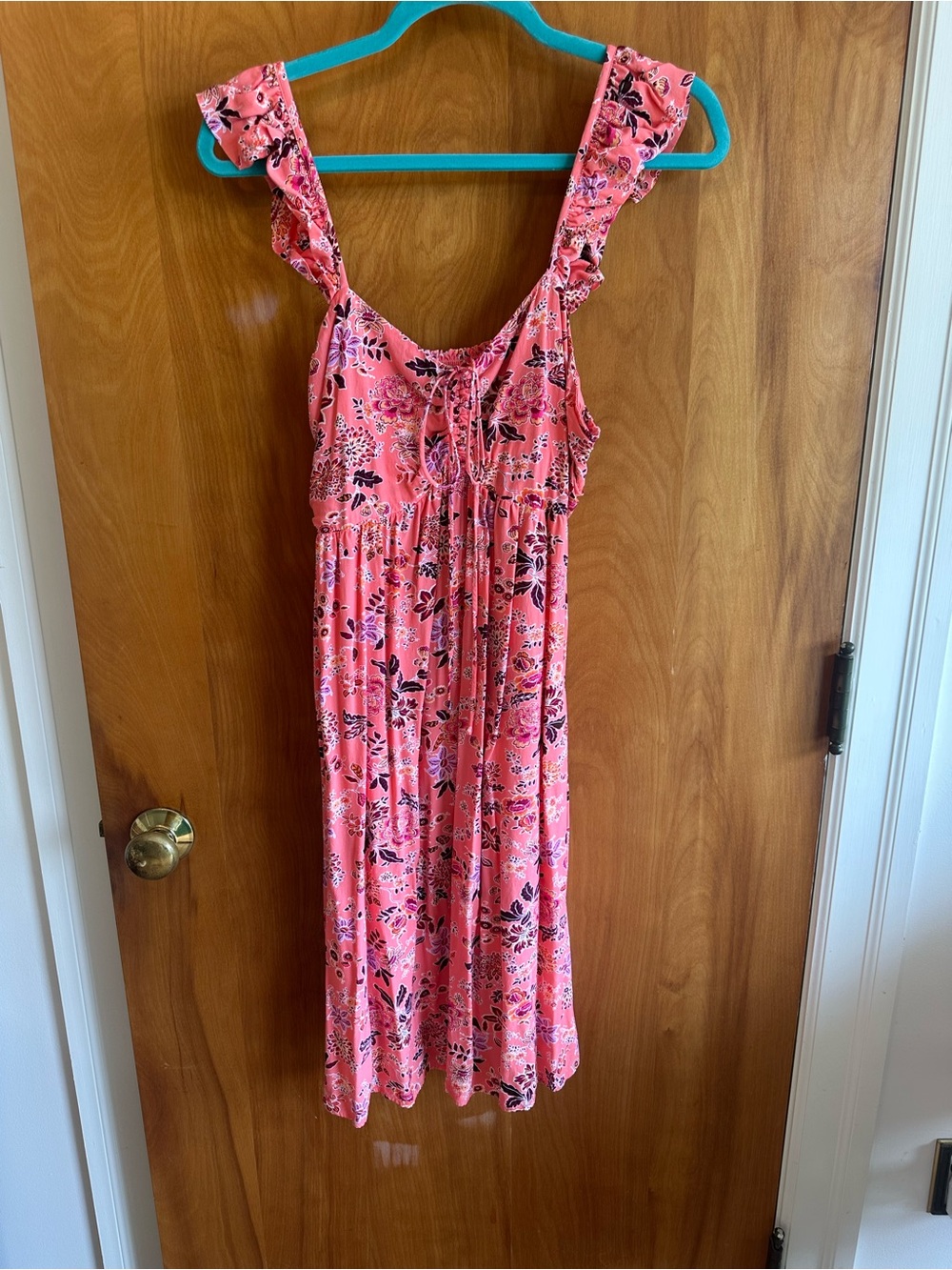 LOFT Pink Floral Ruffle Strap Sundress